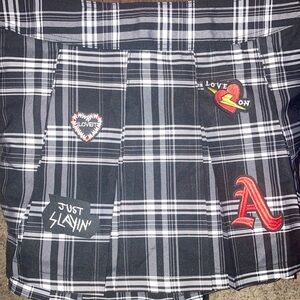 Black and white skirt with patches!!